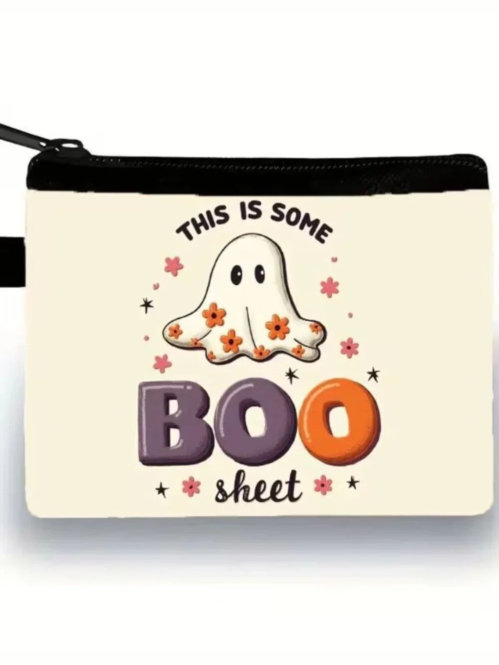Halloween Gothic This is Some Boo Sheet Makeup Bag Double-Sided 4.1"h x 5.6"w